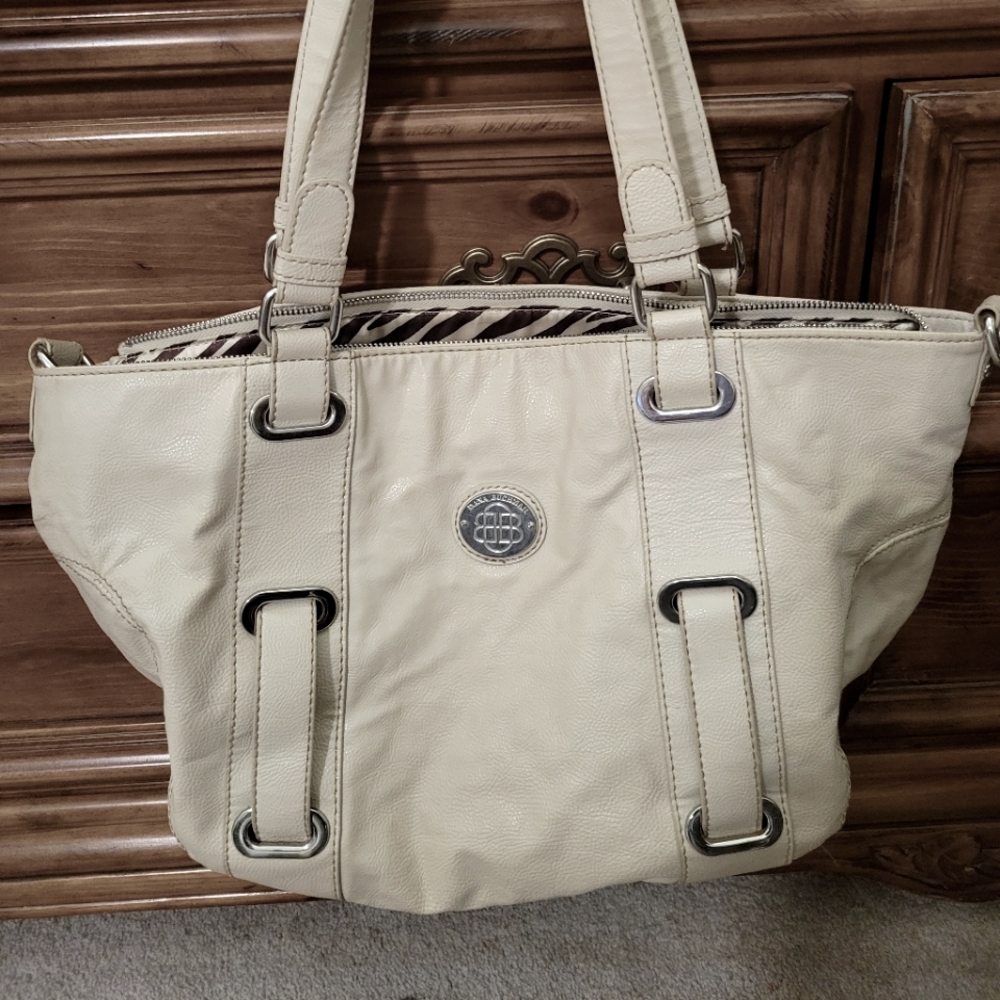 DANA BUCHMAN FAUX LEATHER SHOULDER BAG in cream/ bone color